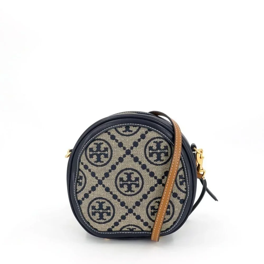 Tory Burch T Monogram Jacquard Moon Crossbody Bag Blue