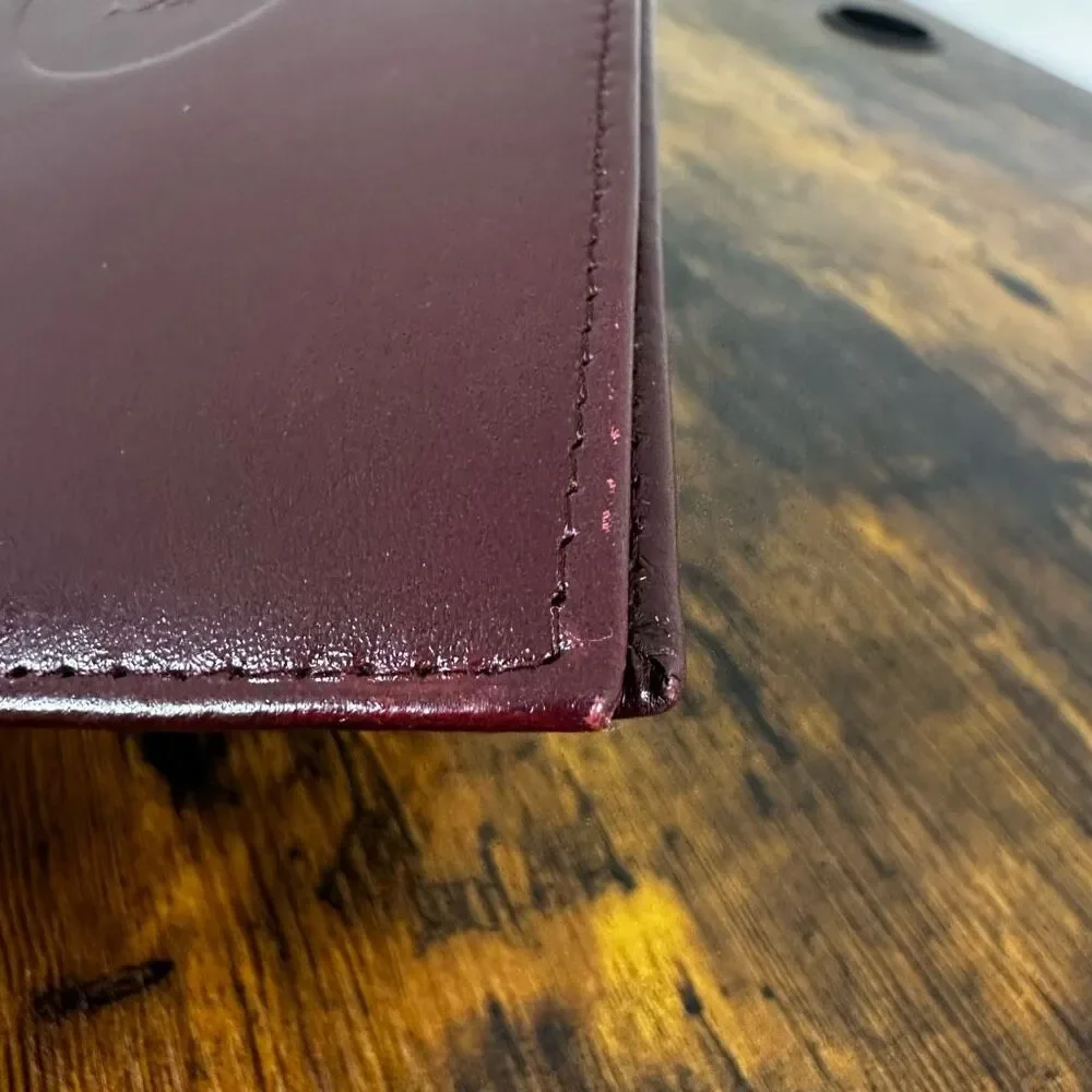 Cartier Vintage Bordeaux Leather‎ Long Bifold Vertical Wallet