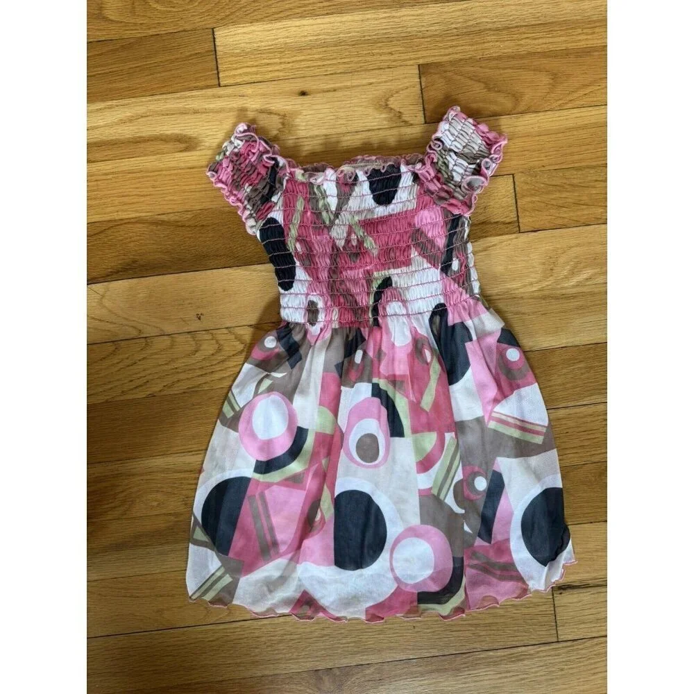 Les Tout Petits Girls Sz 4 Pink Smock Top Sleeveless Dress Cruise Resort…​