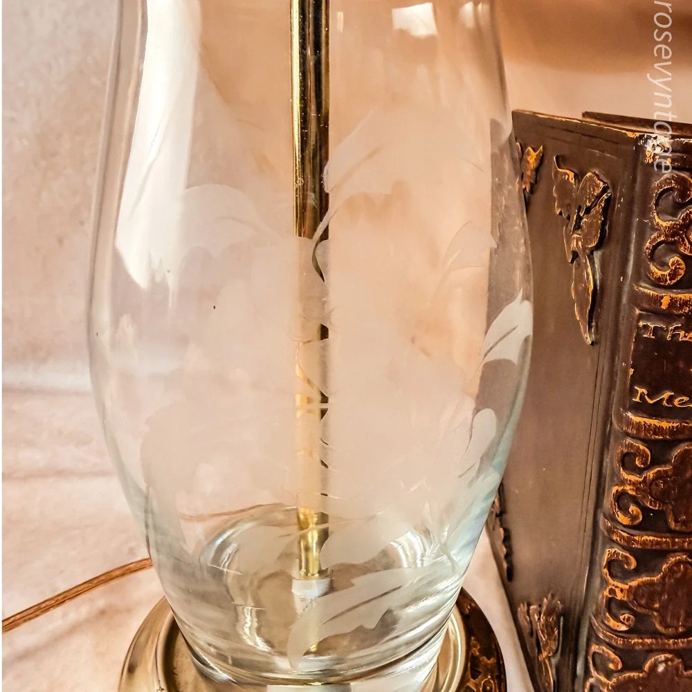 Floral Etched Glass Lamp