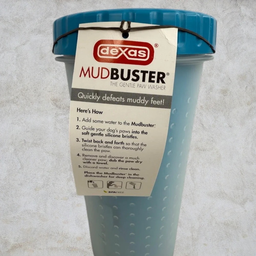 Dexas MudBuster Portable Dog Paw Washer/ Paw Cleaner Blue‎ Medium New.