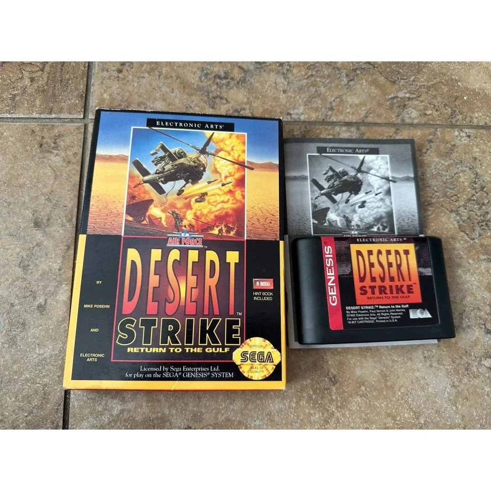 SEGA GENESIS Desert Strike - Gulf War - 1992 EA Cardboard With Manuel