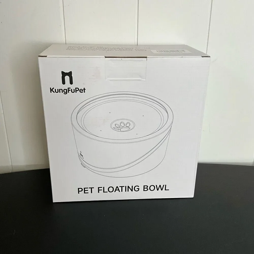 Kungfupet 1.5L Pet Floating Water Bowl Animal Cat Dog Splash Proof No Spill New