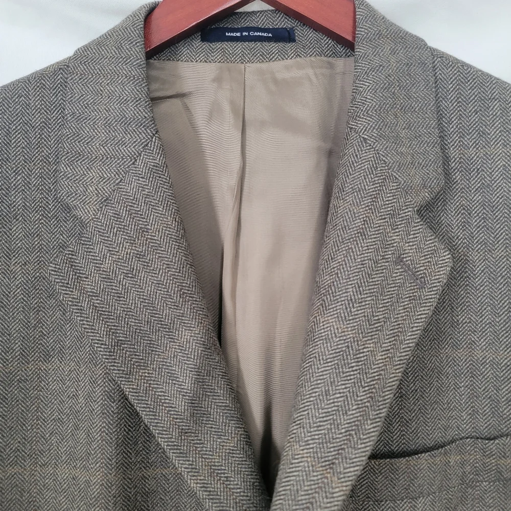 Ralph Lauren Wool Canadian Houndstooth Plaid Sports Coat 44R
