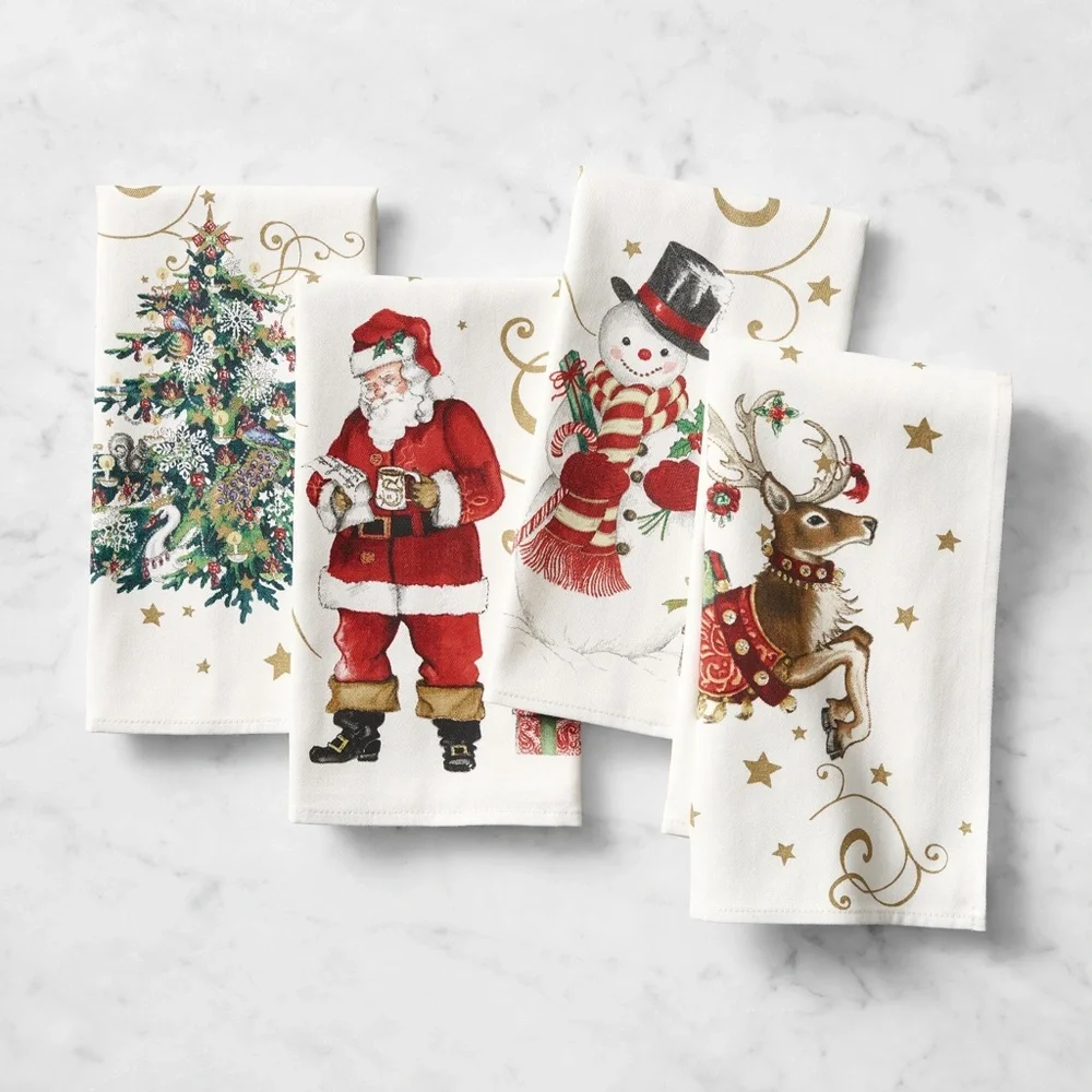 Williams Sonoma 'Twas the Night Before Christmas Napkins - Set of 4 🎅🏻🦌🎄⛄️