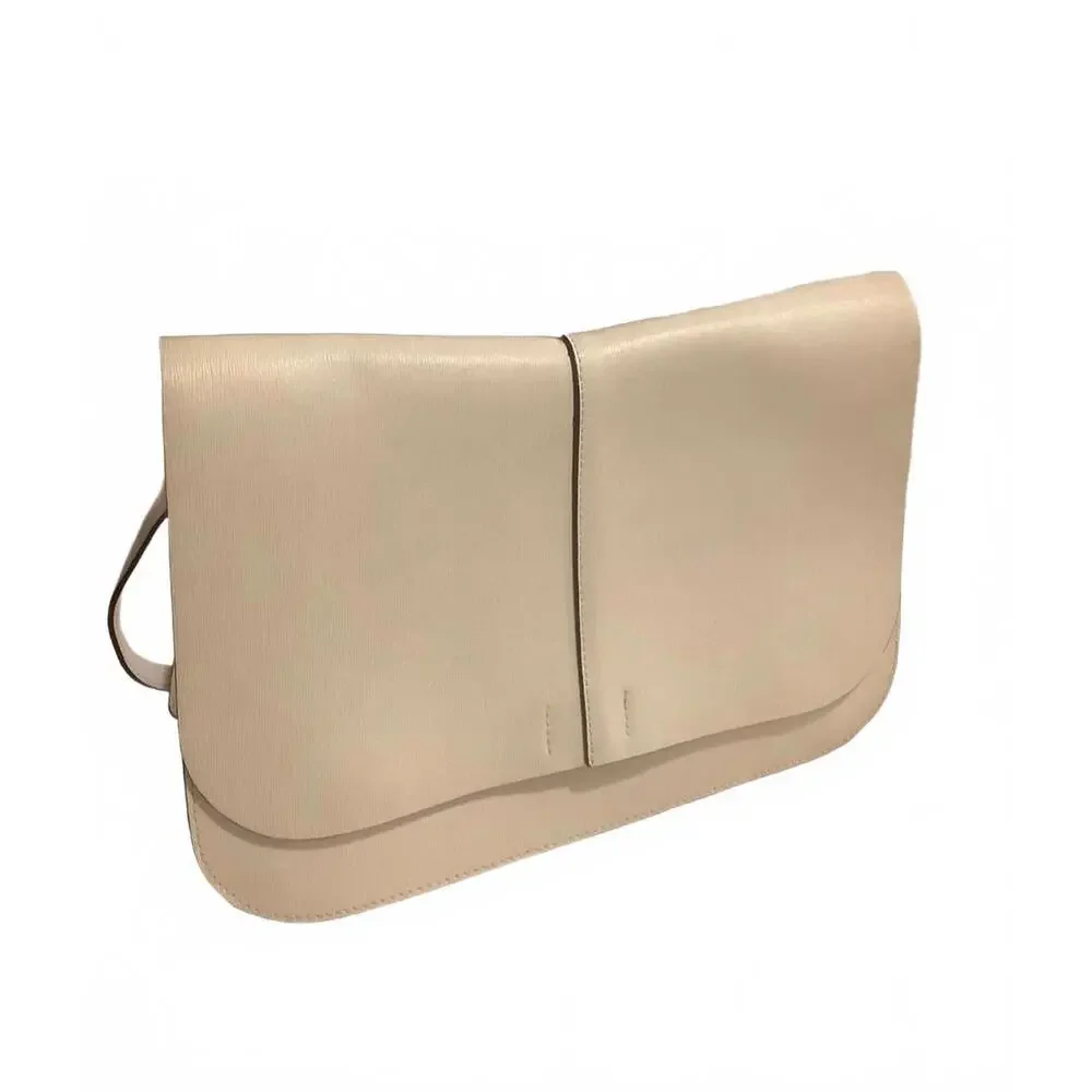 Gianni Chiarini Ivory Cream Leather Shoulder Bag Purse Pocketbook Clutch Texture