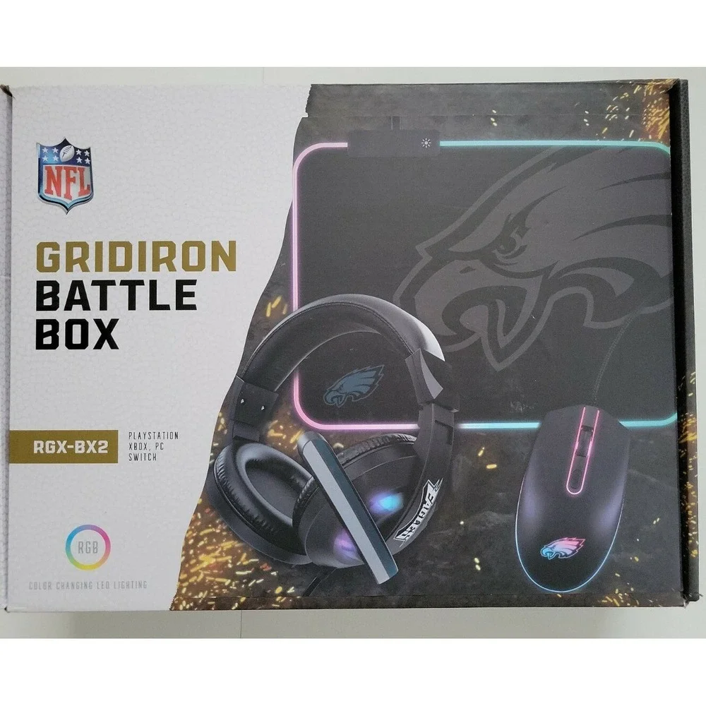 Philadelphia Eagles NFL Gridiron Battle Box Gaming Headset Mouse Pad
