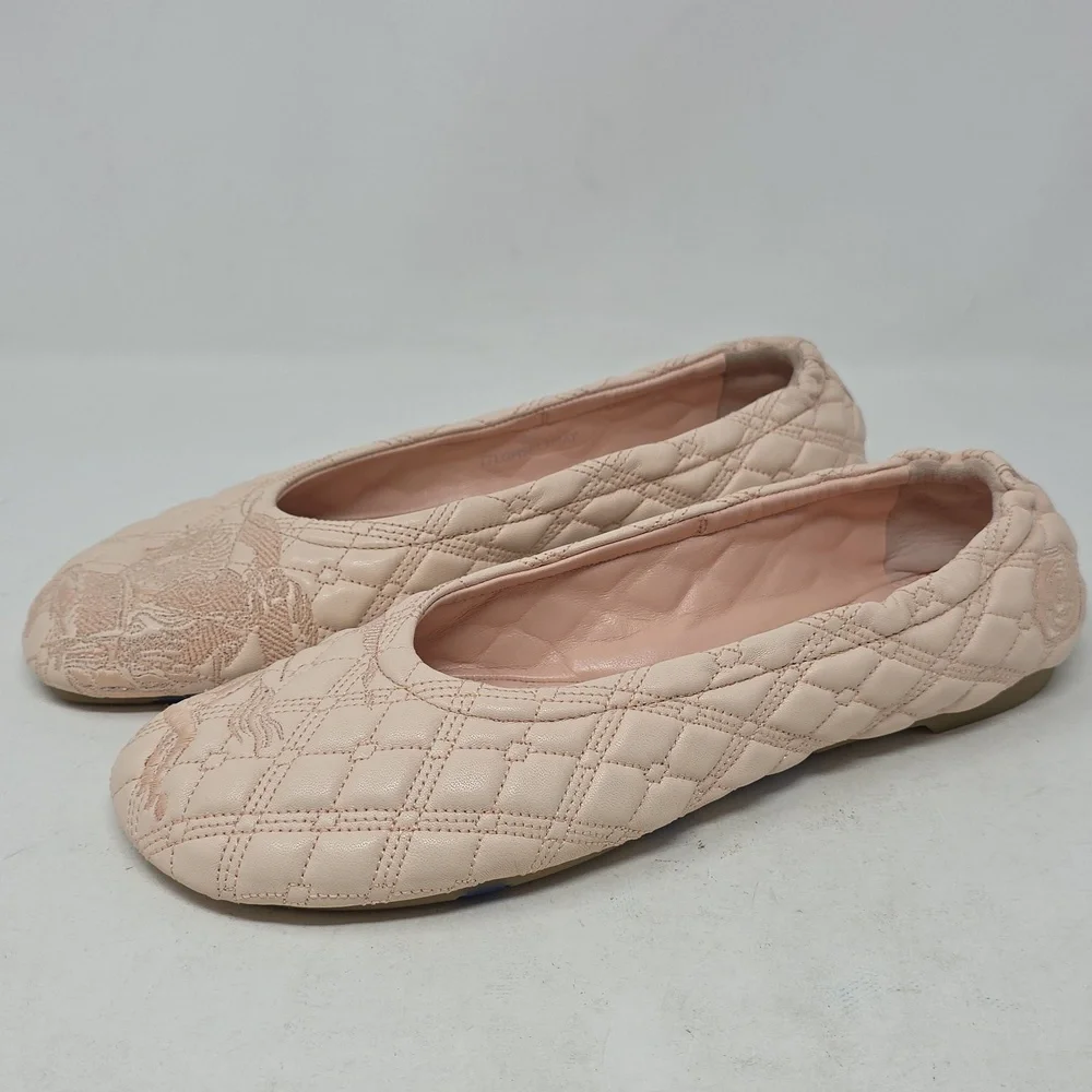 Burberry Sadler Quilted Cream Ballet Flats Sizr 39