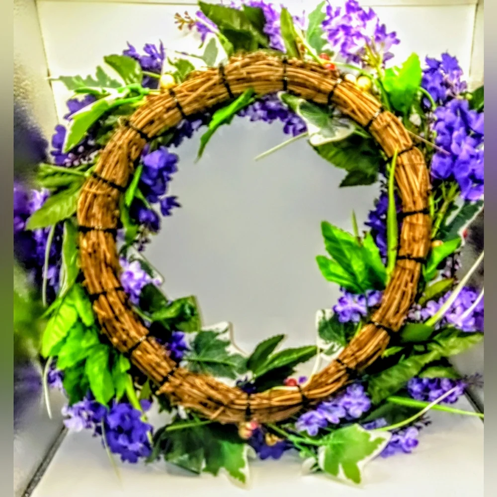 Vibrant Purple, Lavender, and Green Foliage Wreath 24