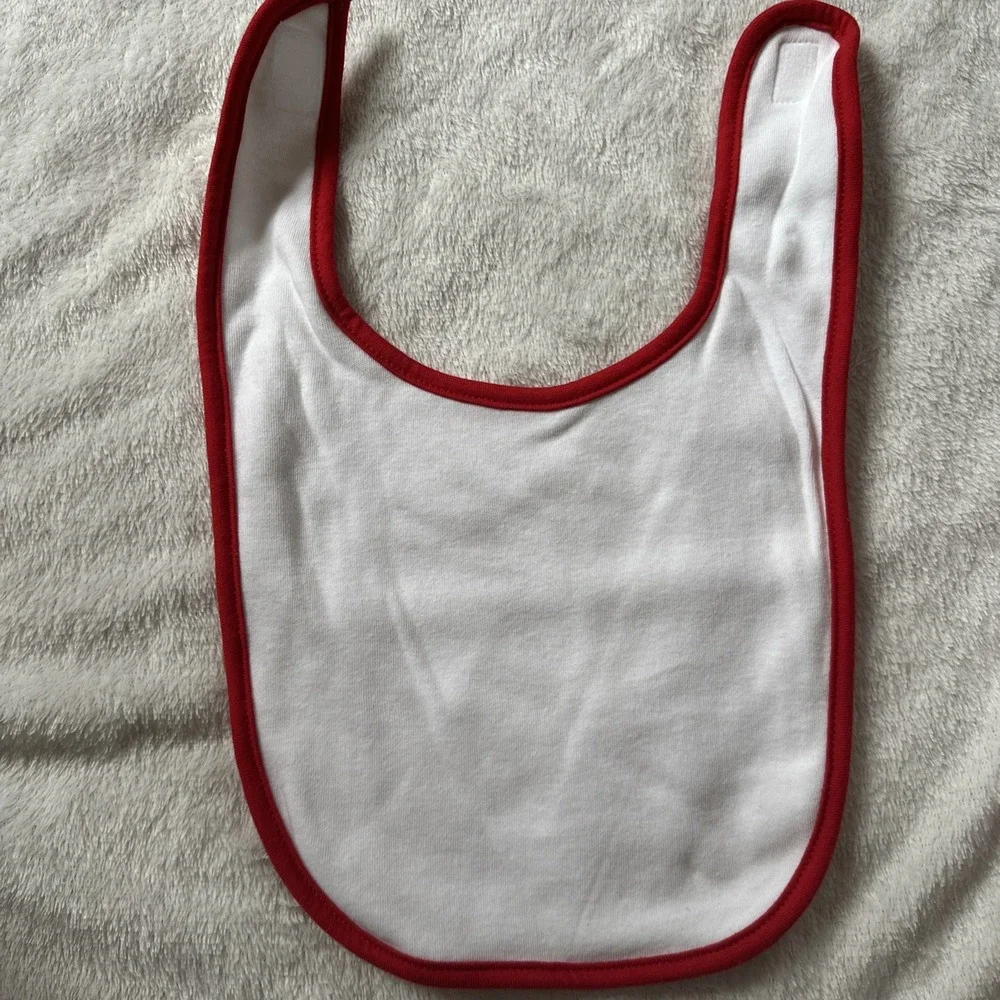 Creations Of Grace Infant Contrast Trim Bib White/Red Set Of 4 New