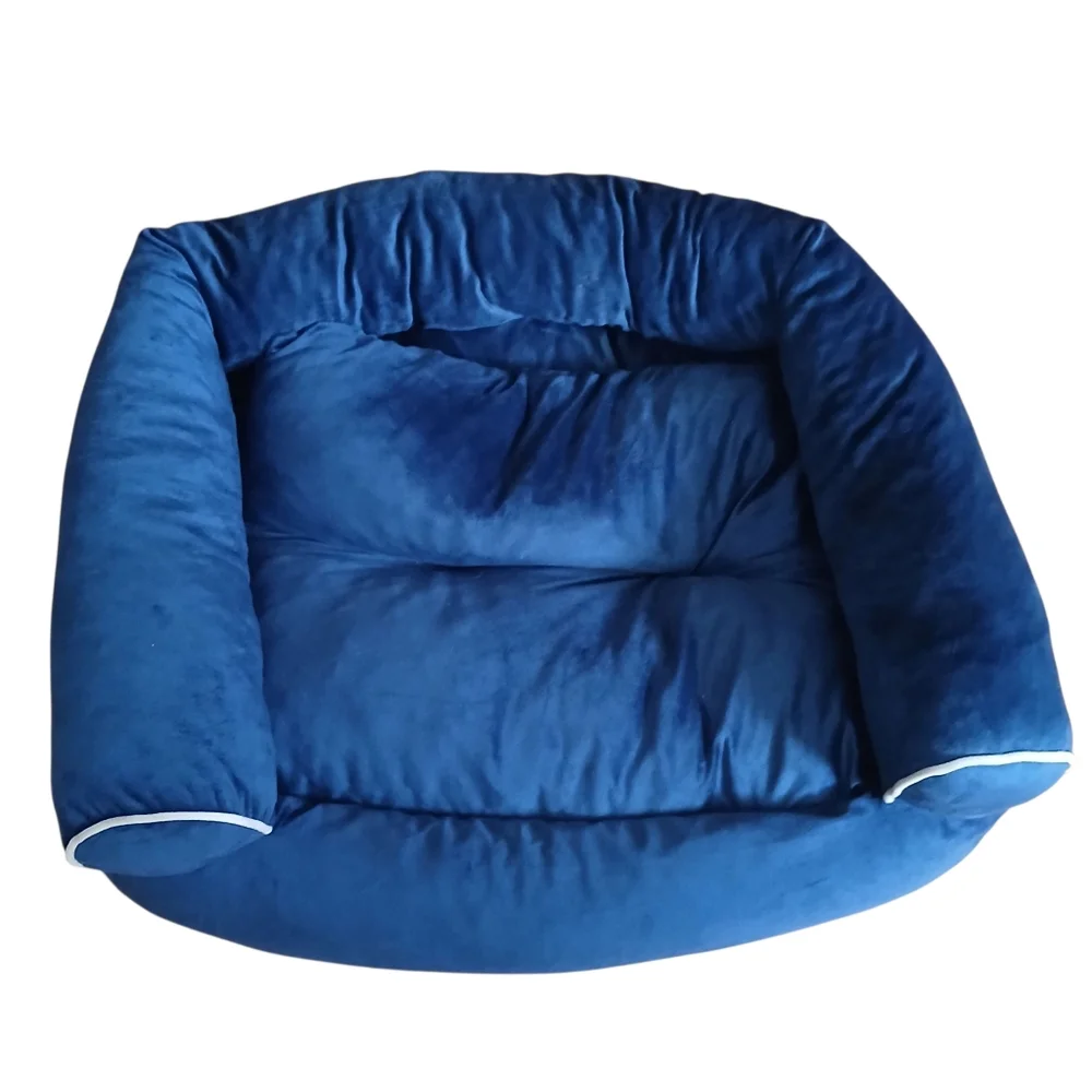 Luxurious Blue Velvet Dog Pet Lounge Bed New Xl