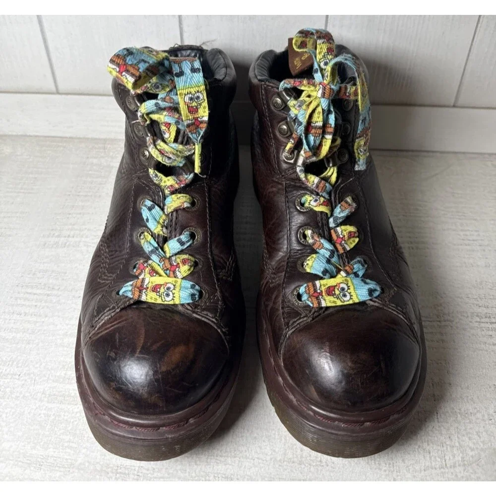 Vintage Dr Doc Marten's Boots Leather Brown 8287 England Grizzly Men's Size 8