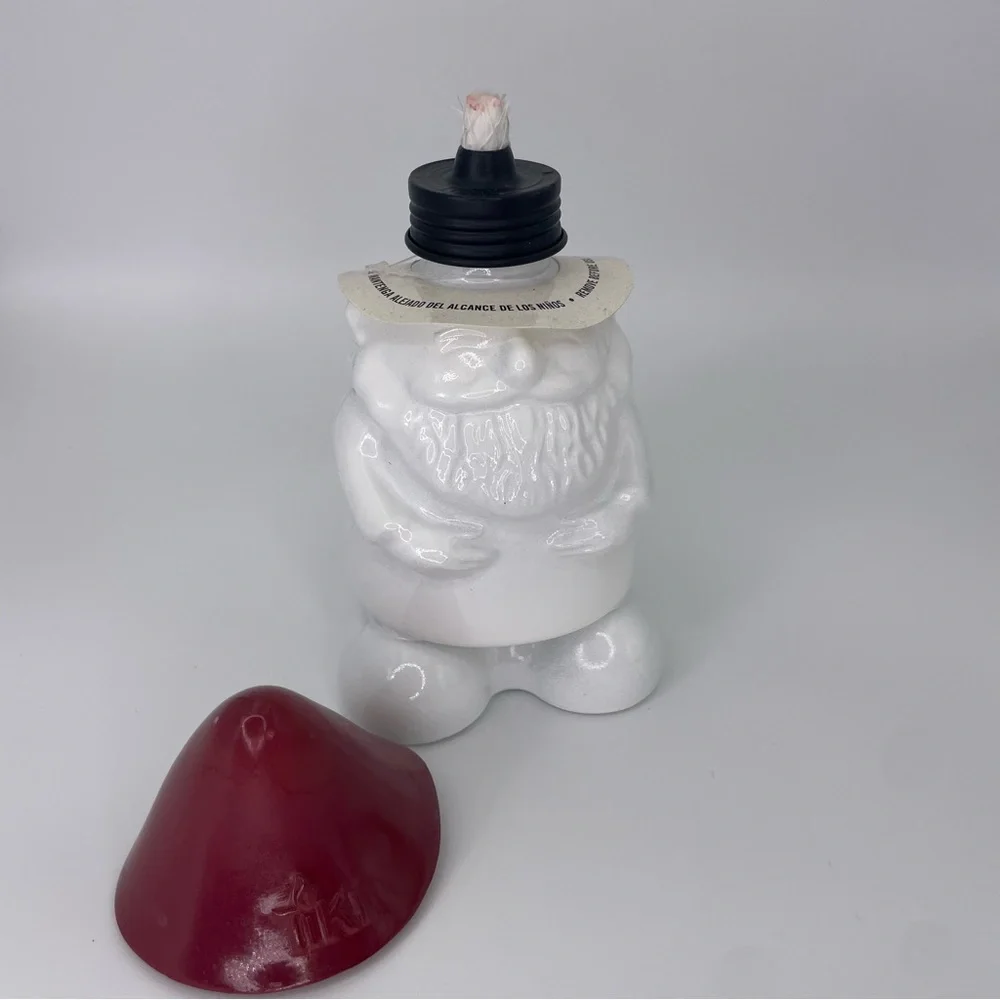 TIKI ceramic White and Red Gnome Oil Lantern Tabletop 7.5”