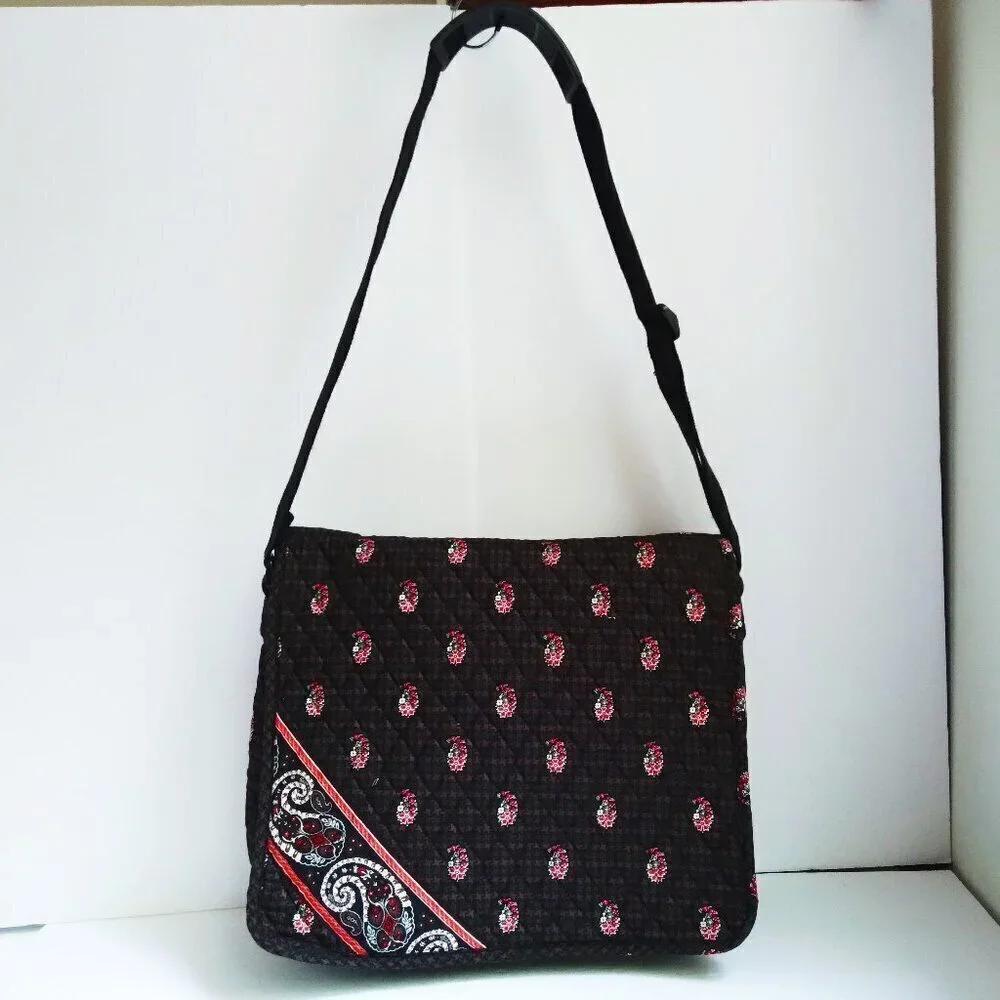 100% Quilted Cotton Floral Paisley & Houndstooth on Black Laptop Bag As New