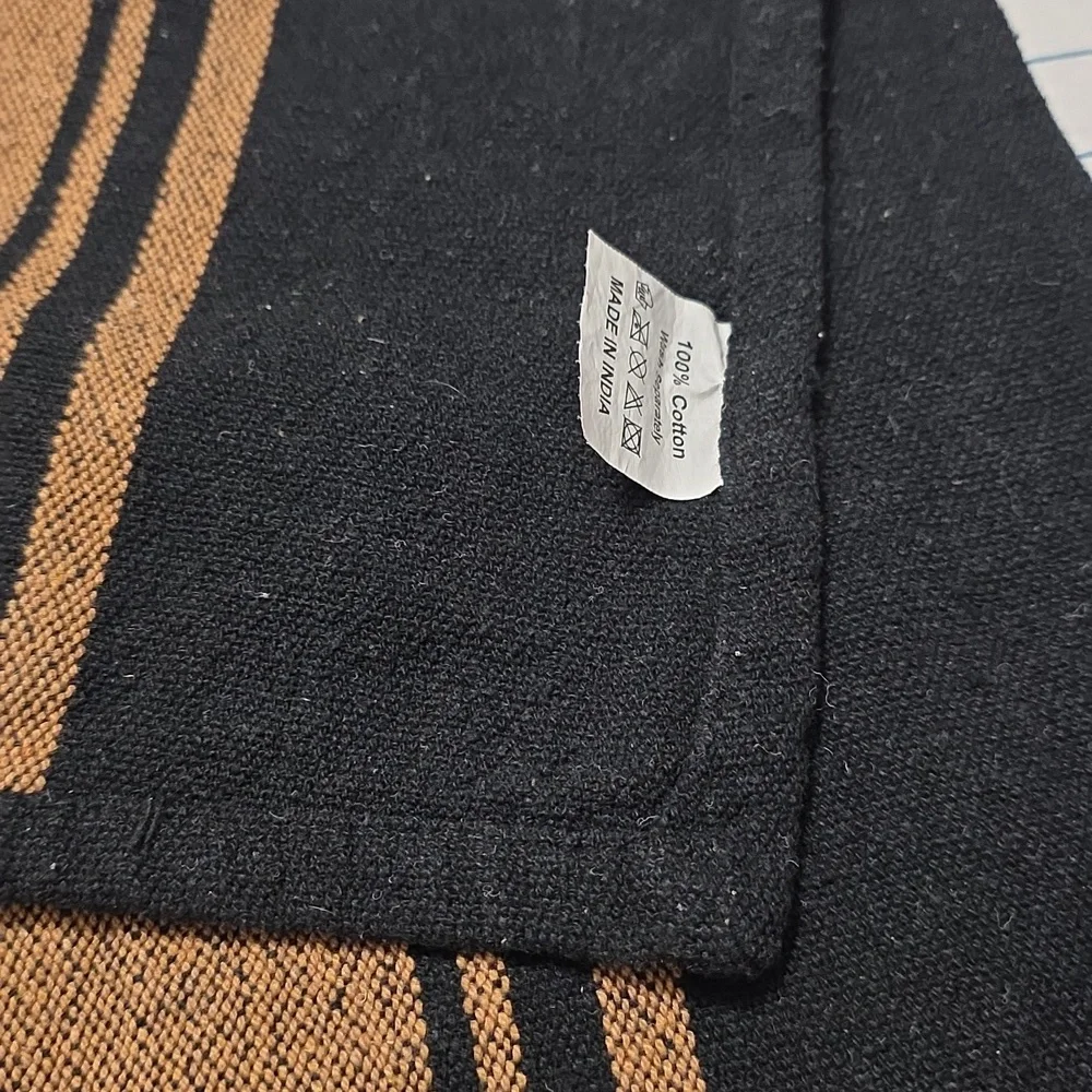 Black and Tan Table Runner, 14x28, Gently Preloved