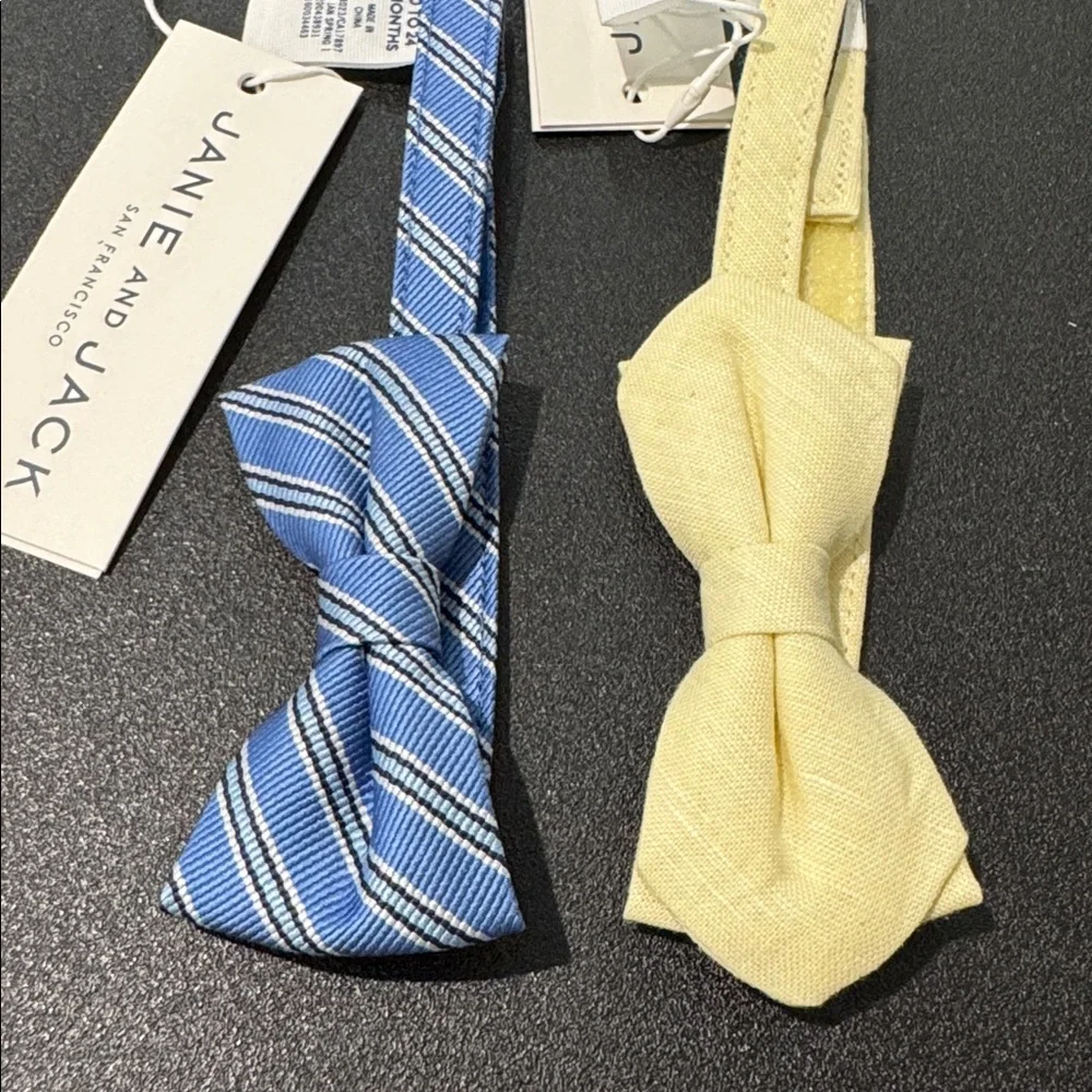 Janie and Jack Yellow and Blue Bow Tie Set Baby Size 0-24 Months New NWT