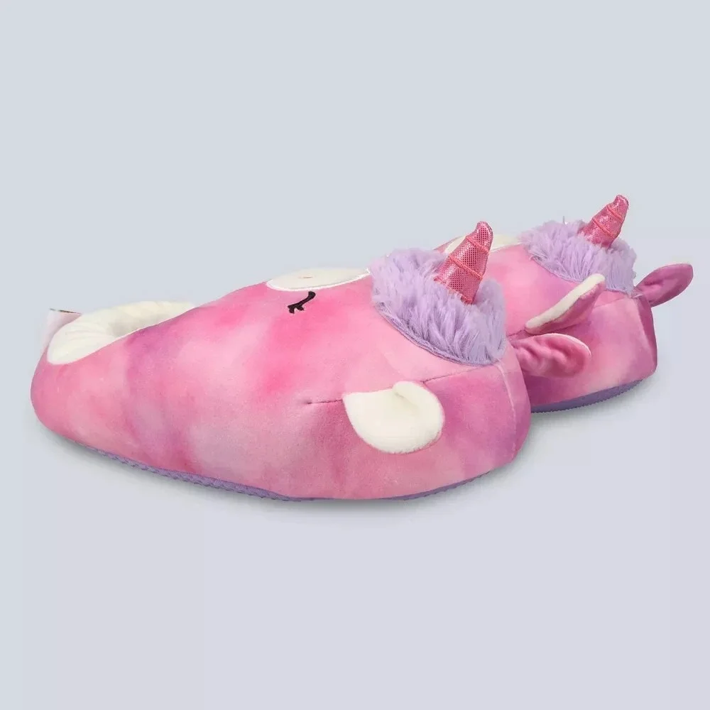 Squishmallows Kids' Lola Unicorn Slippers Berry Purple 4-5 New With Tags