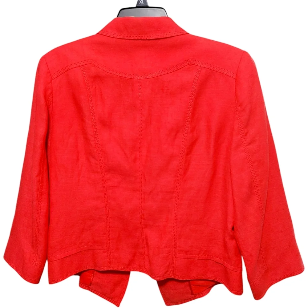White House Black Market Coral Open Front 3/4 Sleeve Blazer Women's Size 14