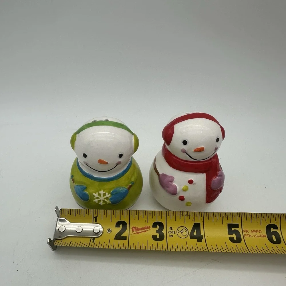 Vintage Mr & Mrs Snowman Christmas Salt And Pepper Shakers 3