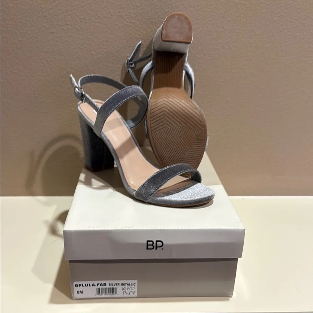 BP Women's Shimmering Silver Heeled Sandals $12 w/$25 purchase