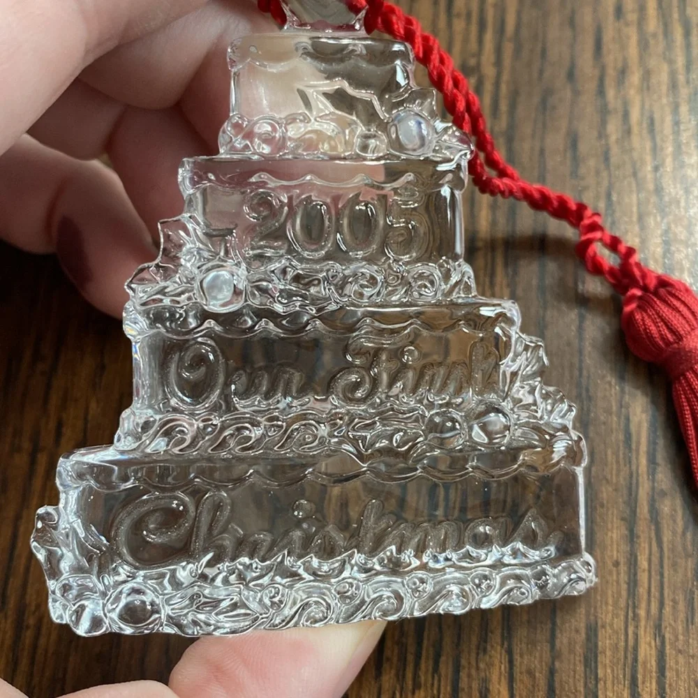 “5/$20” Waterford Crystal Cake Ornament with Red Tassel our first Christmas 2005
