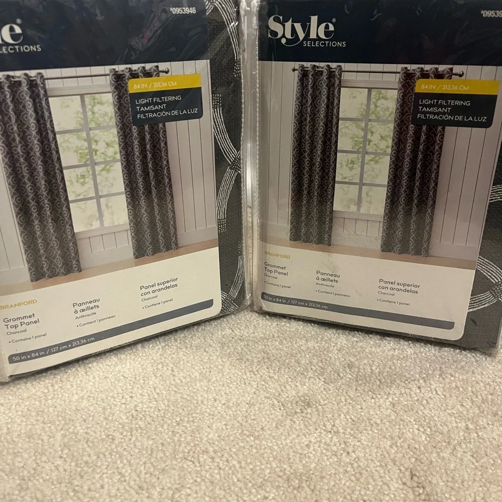Charcoal Grommet Top Panel Curtains