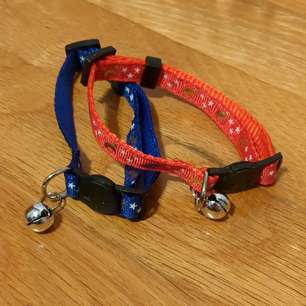 Red and Blue Pet Collars with Bells NEW