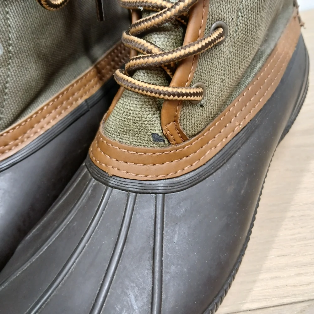 Tommy Hilfiger TMCollins Green Brown Duck Lace-Up Waterproof Winter Boots 1679