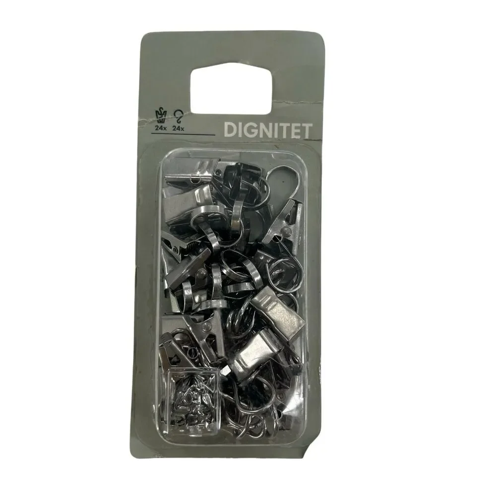 24 NEW in Package- Ikea Dignitet Curtain Wire Stainless Steel Clips 200.759.47