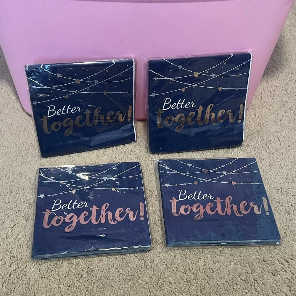 Navy and Gold 'Better Together' Napkins 4 packs of 16 Napkins (64 napkins total)