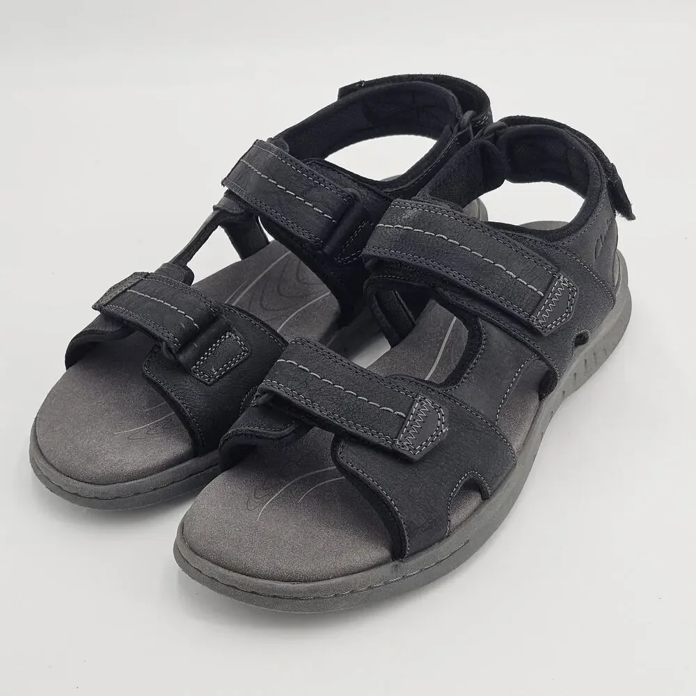 Mens Clarks Walkford Walk Sandals - Black Leather 10.5 W New NWT