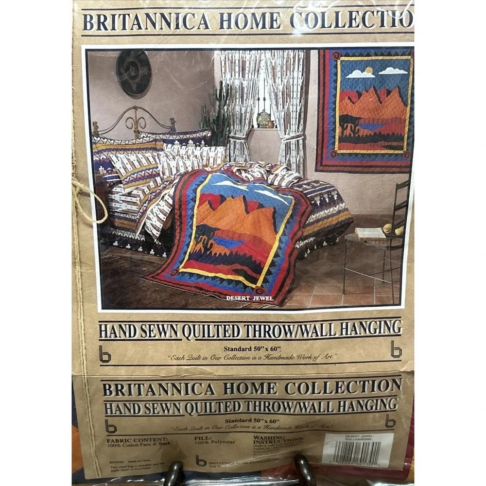 Britannica Home Collection Desert Jewel Hand Sewn Quilt Throw Wall Hanging 50x60