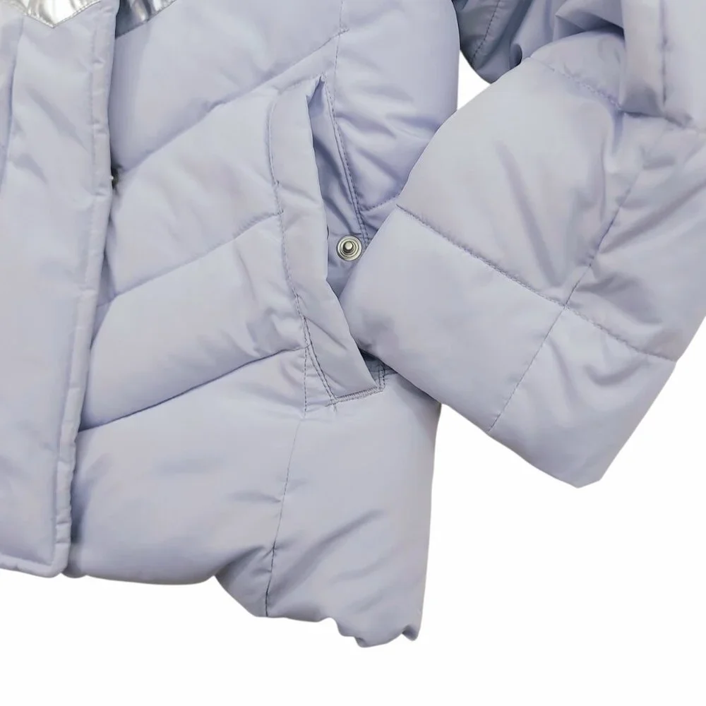 GAP Puffer Snow Hooded Jacket Girls XS Lilac Insulated Full Zip Winter Outdoor