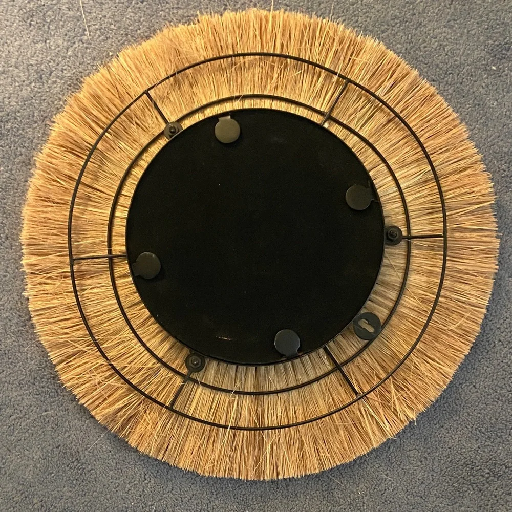 Natural Fiber Round Wall Mirror