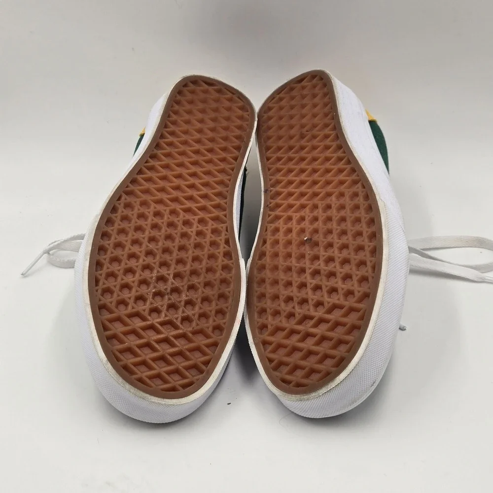 Vans Old Skool Shoes Mens Size 7.5 Green Navy Yellow Suede Canvas Skate Classic