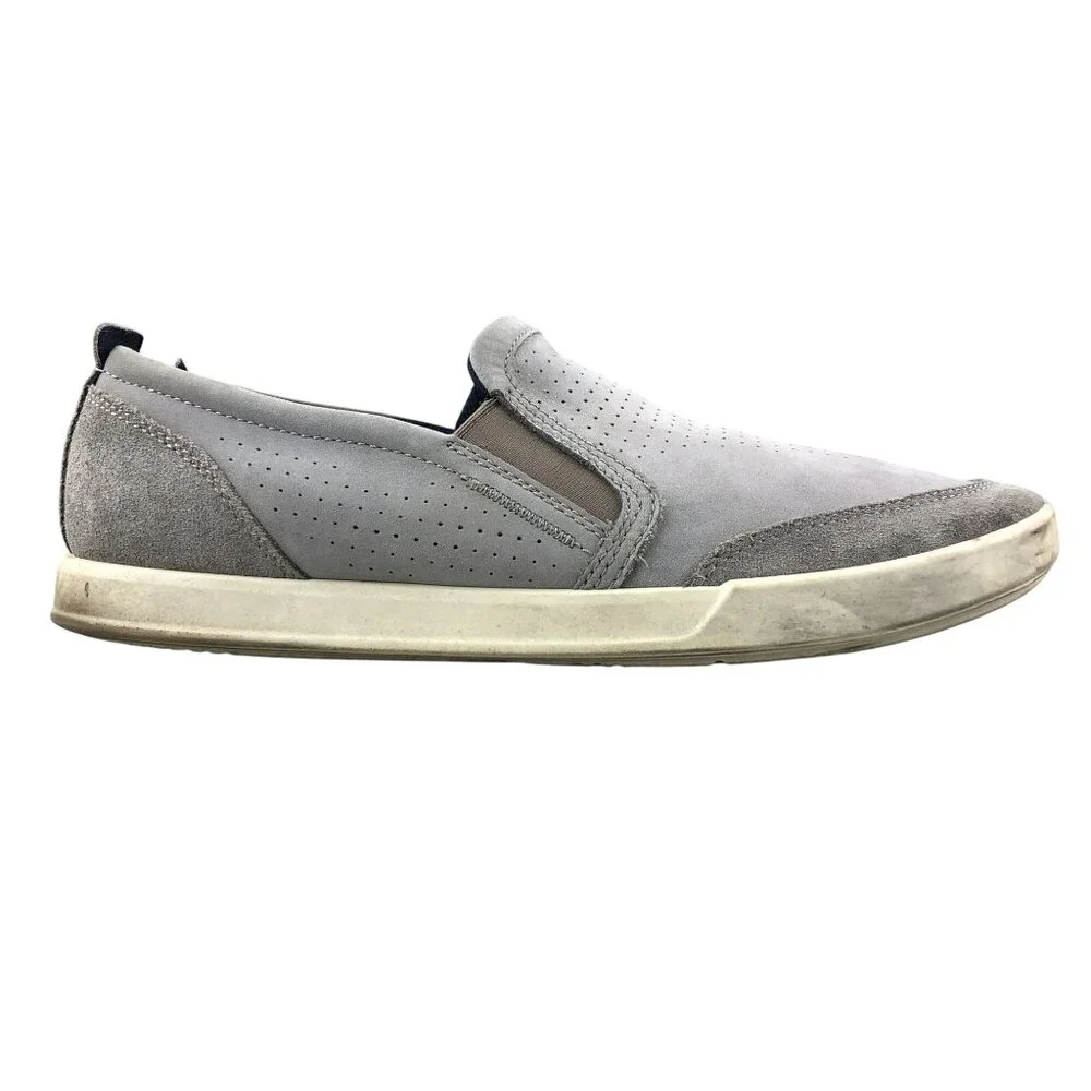 Ecco Men's Size 11-11.5 Cathum 2.0 Slip On Grey Leather Suede Loafers Shoes