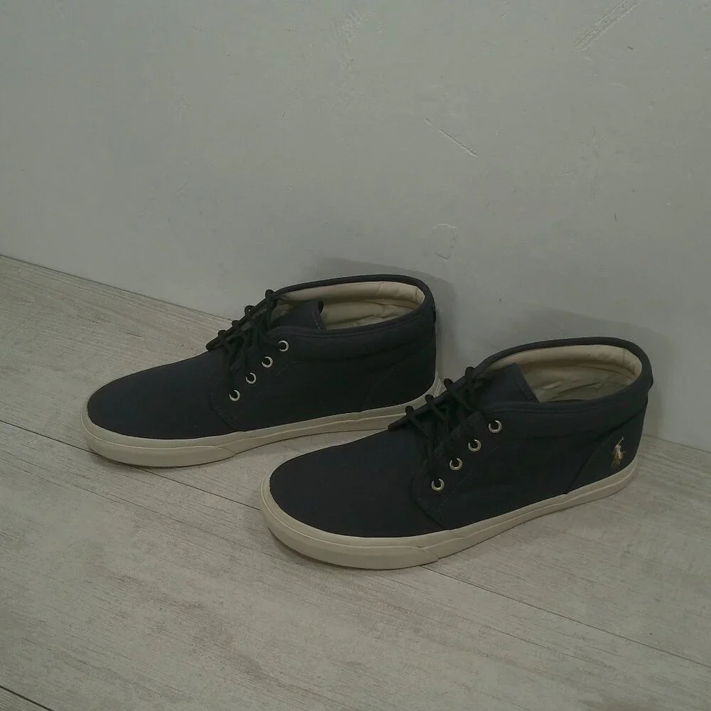 Polo Ralph Lauren Men's Keaton Chukka Sneakers True Navy Blue Canvas Size 11.5
