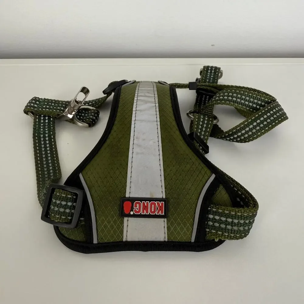KONG Dog Pet Comfort Training Walking Reflective Padded Harness Olive Green