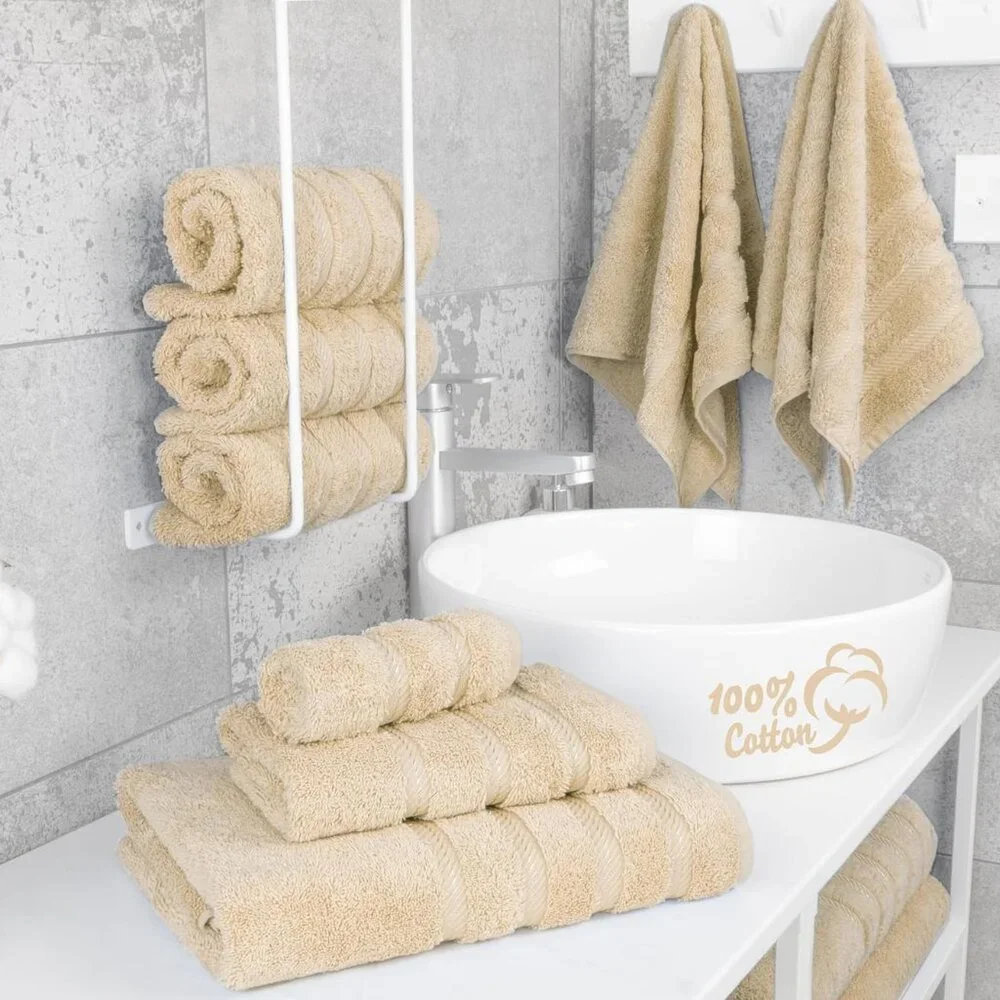 New Luxury 6 Piece Towel Set, 2 Bath Towels 2 Hand Towel 2 Washcloths, 600 GSM 1