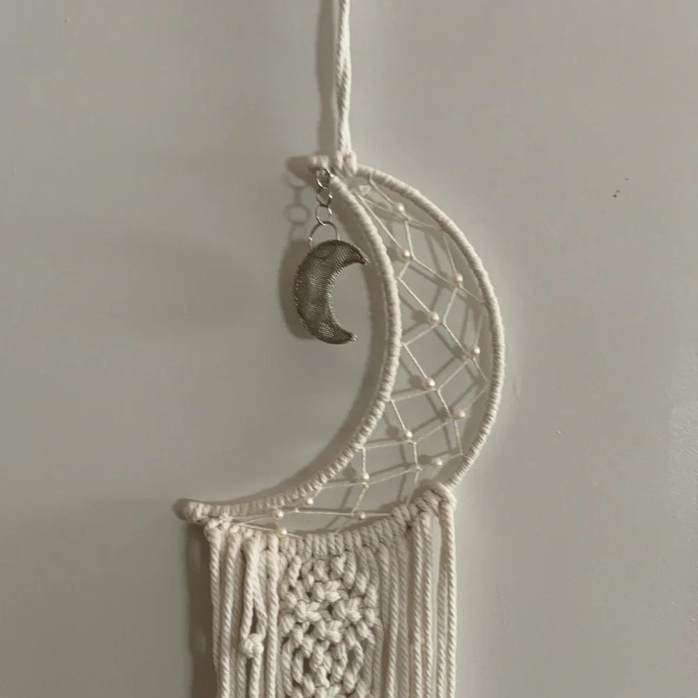 Elegant Cream Macramé Moon Wall Hanging