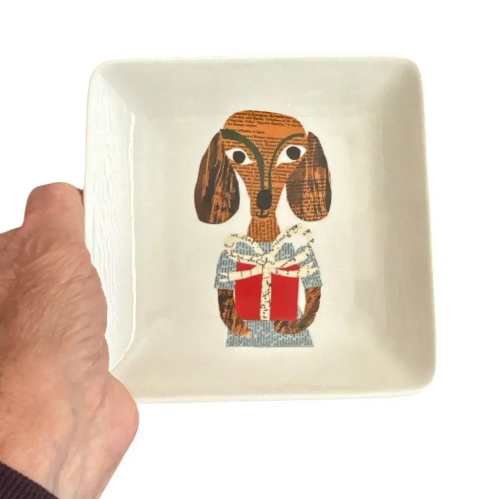 Denise Fiedler Pottery Barn Square Dachshund Trinket Dish