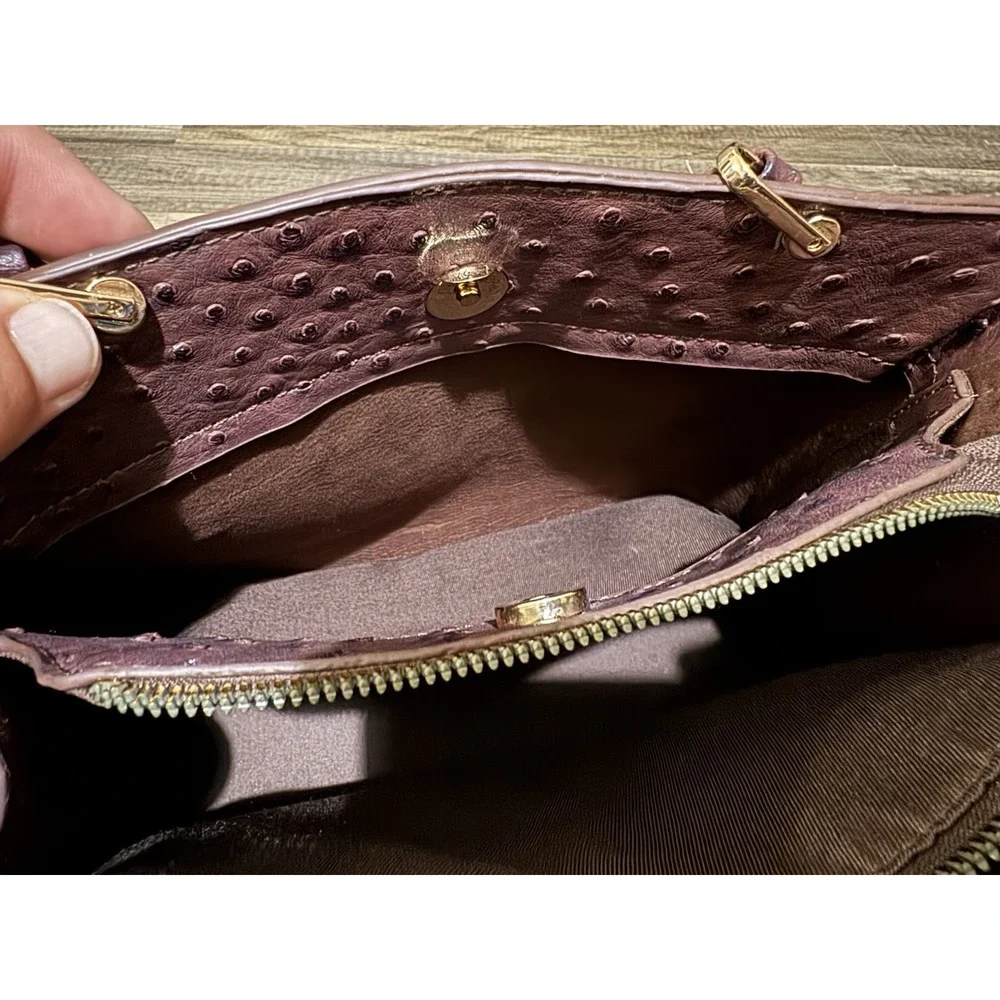 Crossi New York‎ Bow Shoulder Hand Bag Detachable Crossbody Strap Faux Ostrich