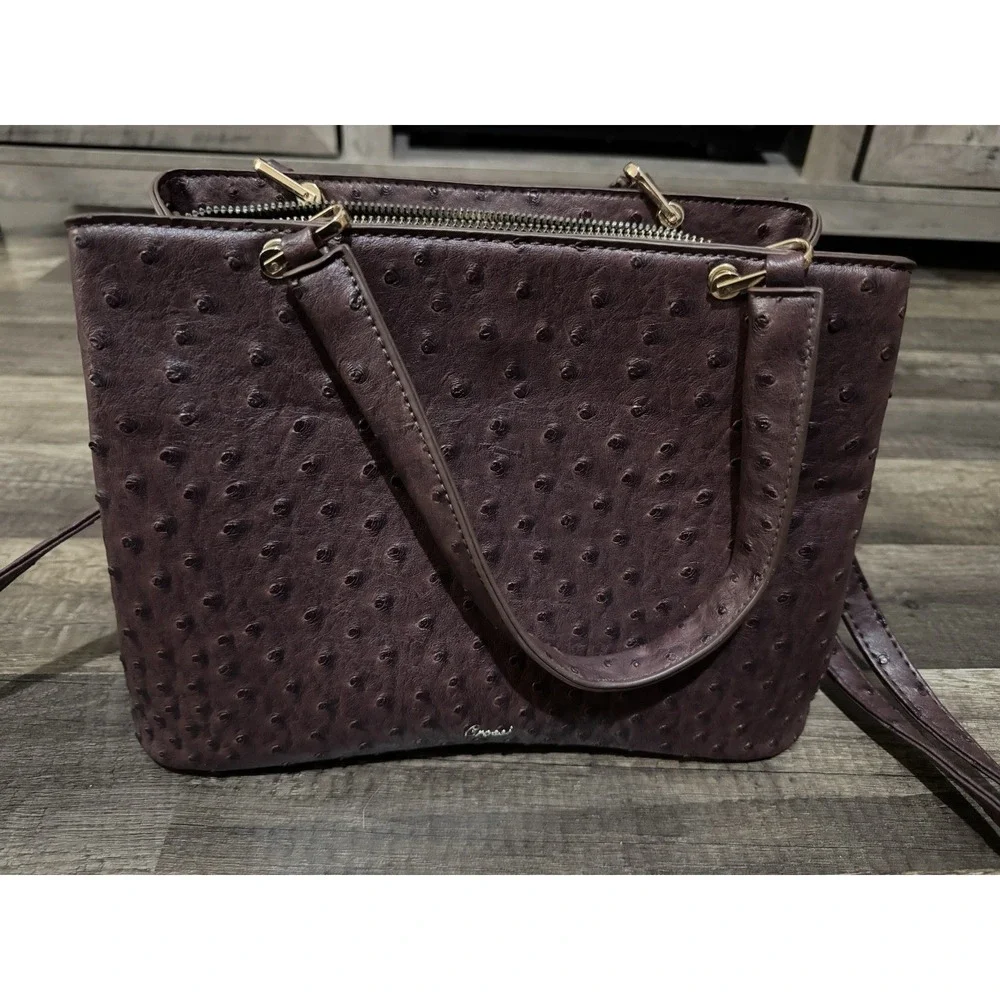 Crossi New York‎ Bow Shoulder Hand Bag Detachable Crossbody Strap Faux Ostrich