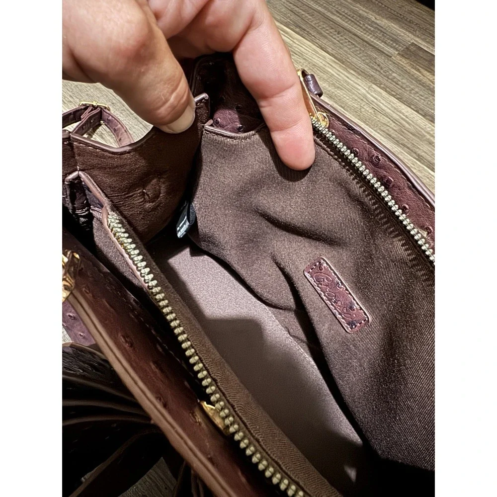 Crossi New York‎ Bow Shoulder Hand Bag Detachable Crossbody Strap Faux Ostrich