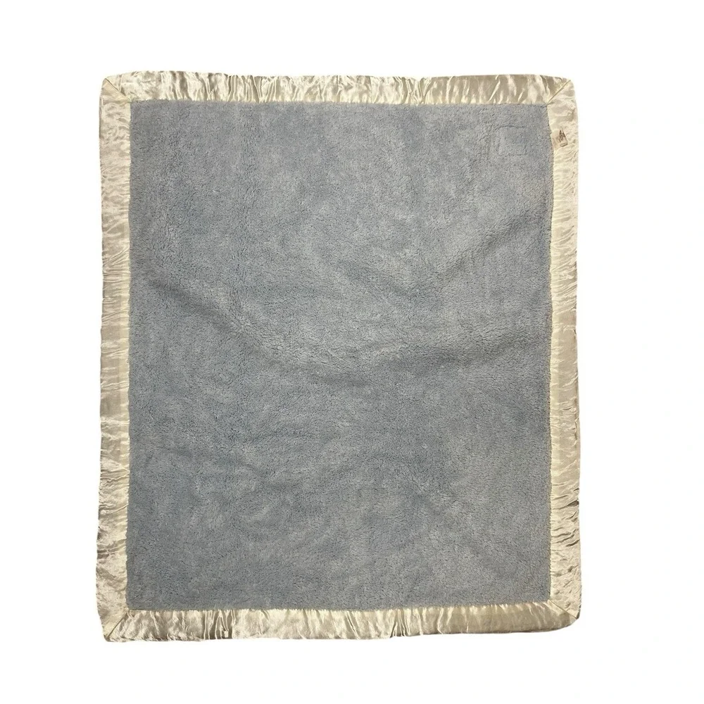 Little Giraffe Chenille Blue Stroller Blanket Satin Trim 28 x 30