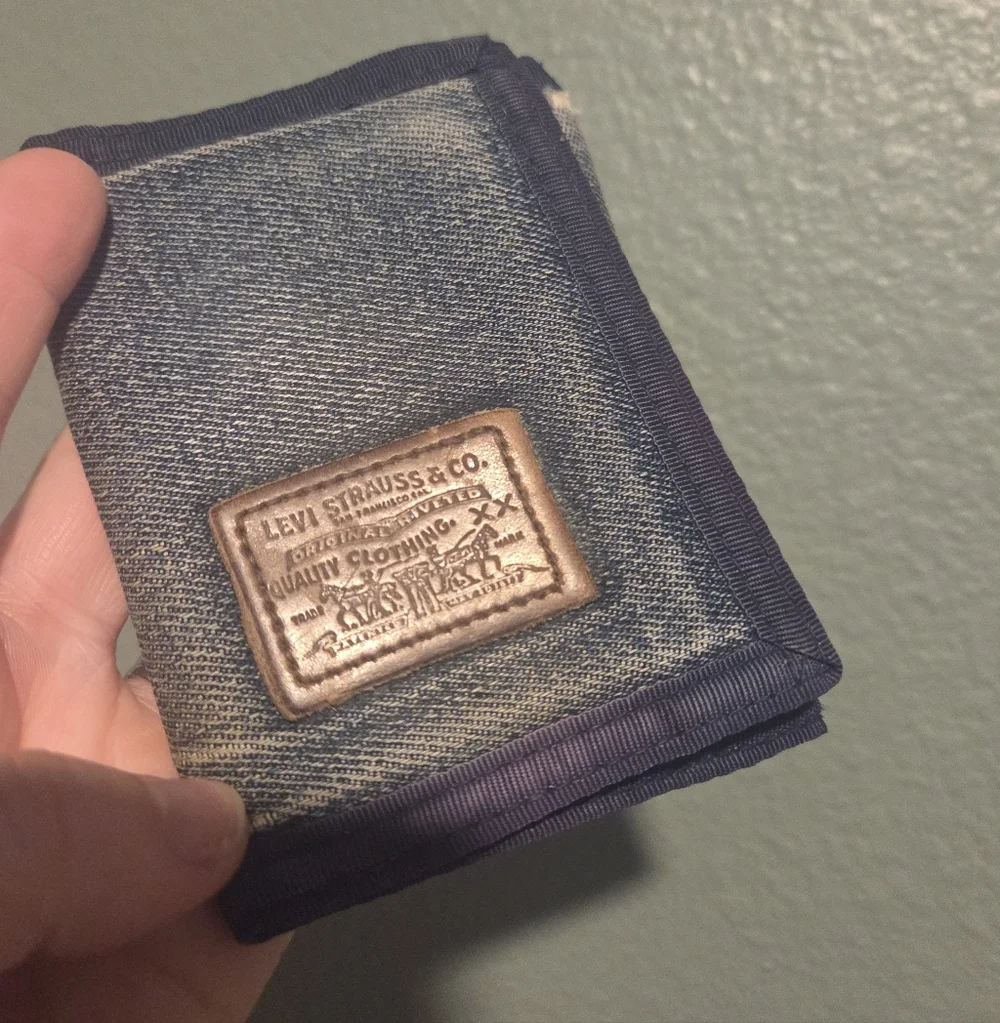 Vintage Levi's Blue Denim Wallet with Logo Patch