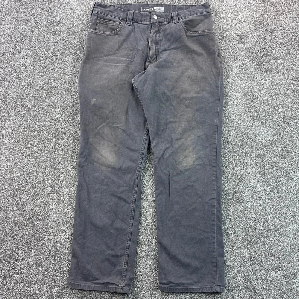 Vintage Y2K Carhartt Carpenter Pants Mens 34x32 Gray Canvas Utility Workwear