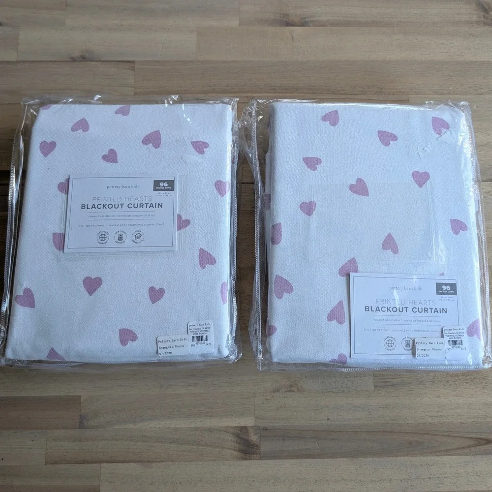 Pottery Barn Kids Printed Hearts Blackout Curtain 96
