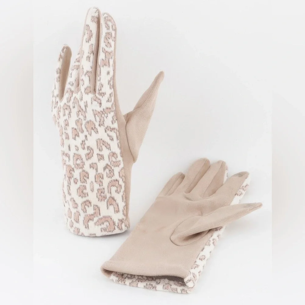 Lurex Leopard Pattern Smart Gloves