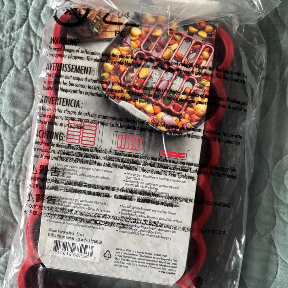 OXO Red Silicone Roasting Rack Set